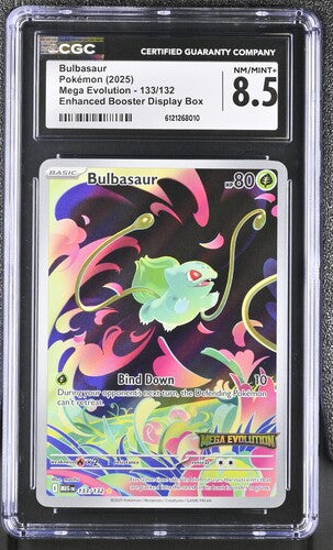 Bulbasaur Mega Evolution Stamp #133/132 Mega Evolution CGC 8.5 POP 143