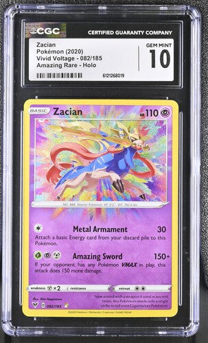 Zacian 082/185 2020 Vivid Voltage Amazing Rare Holo CGC 10